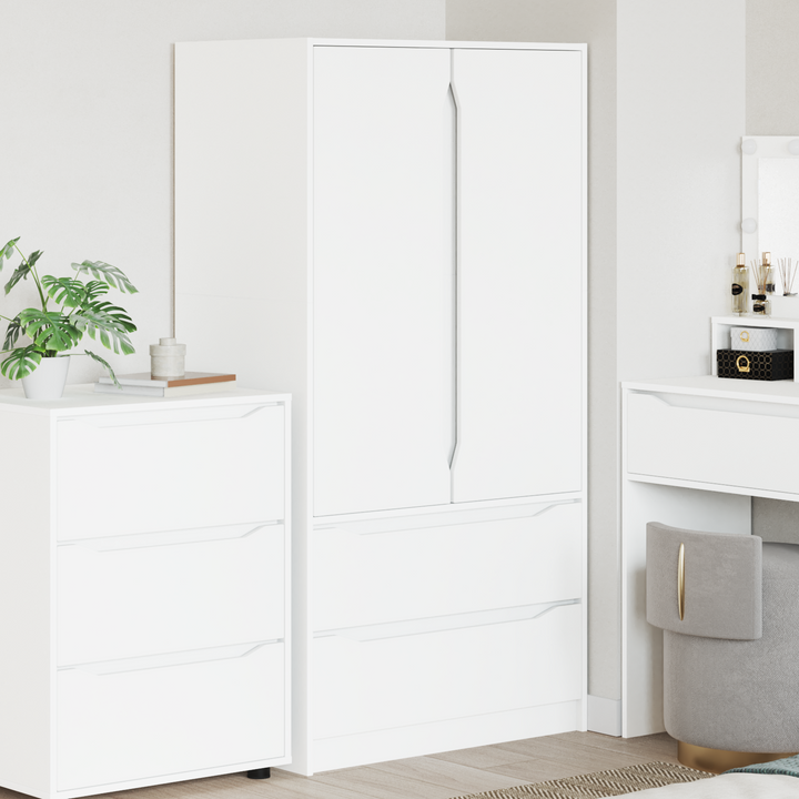 Garderobeskab med dør Hvid 79,5 x 49 x 156 cm Konstrueret træ