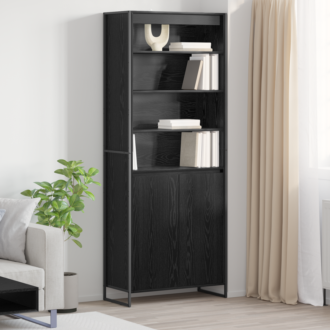 Høje Skabe Sort eg 79 x 36 x 200 cm Konstrueret træ