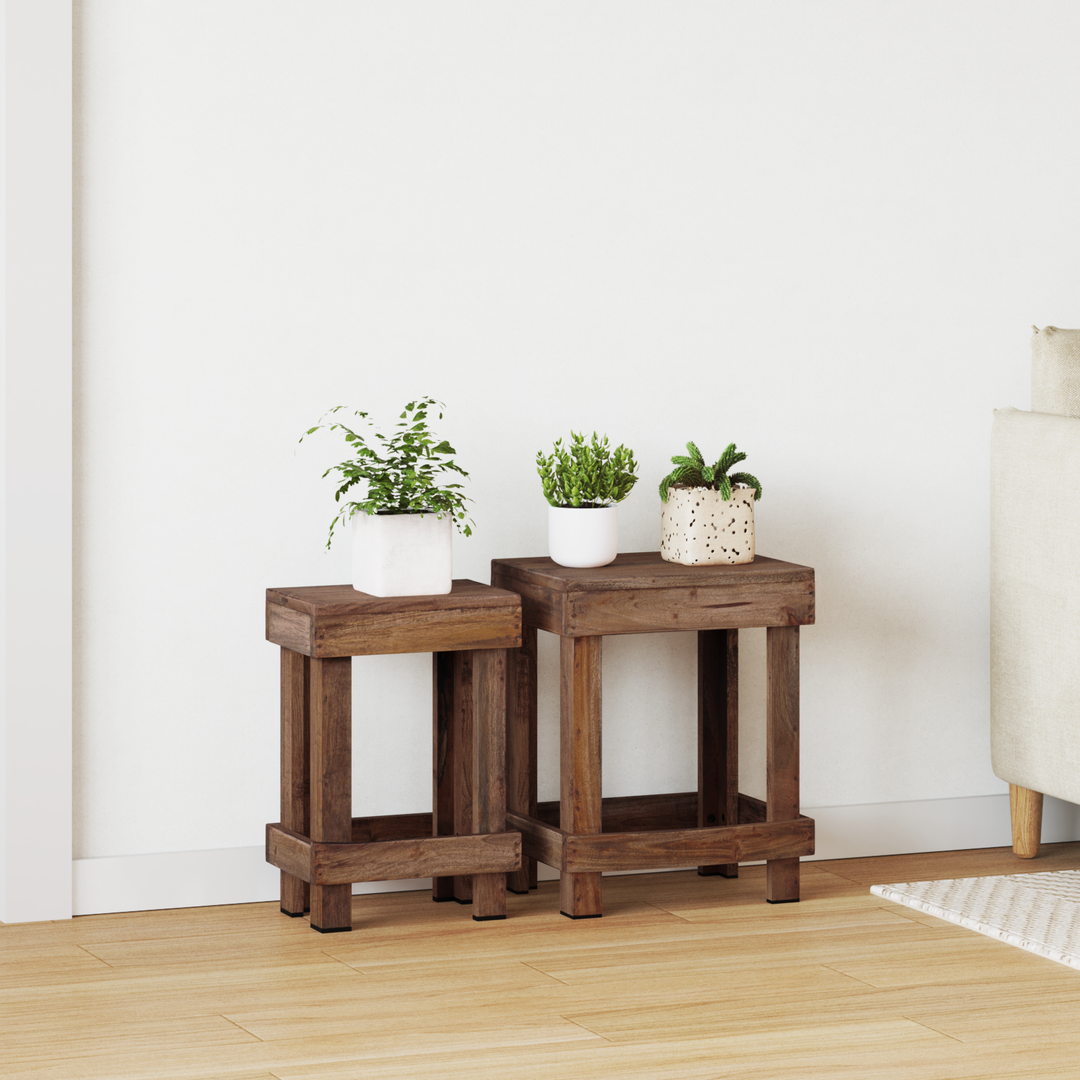 Planteholder 2 pcs Brun 70 x 11 x 27 cm Mahogni Træ