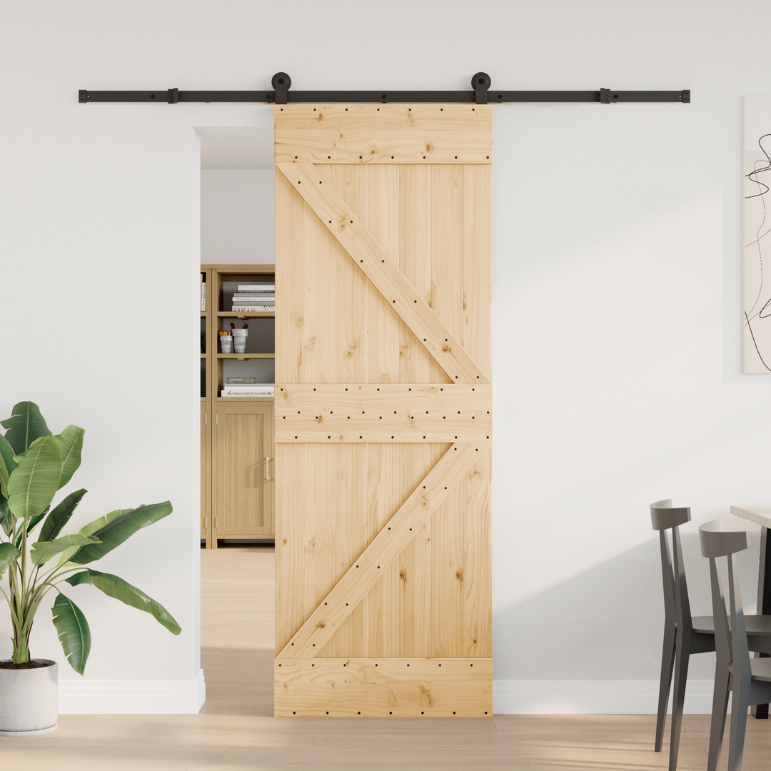 Skydedør NARVIK Naturfarvet og sort 70 x 210 cm (213,5 cm)