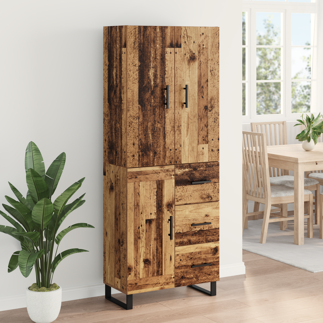 Highboard med skuffe 2 pcs Gammelt træ 69,5 x 34 x 180 cm