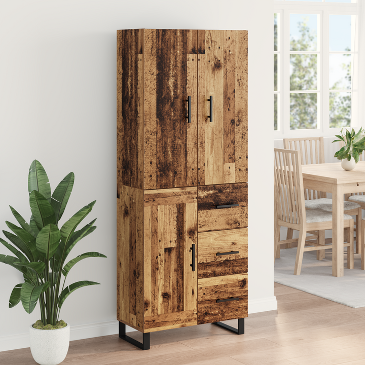 Highboard med skuffe 2 pcs Gammelt træ 69,5 x 34 x 180 cm