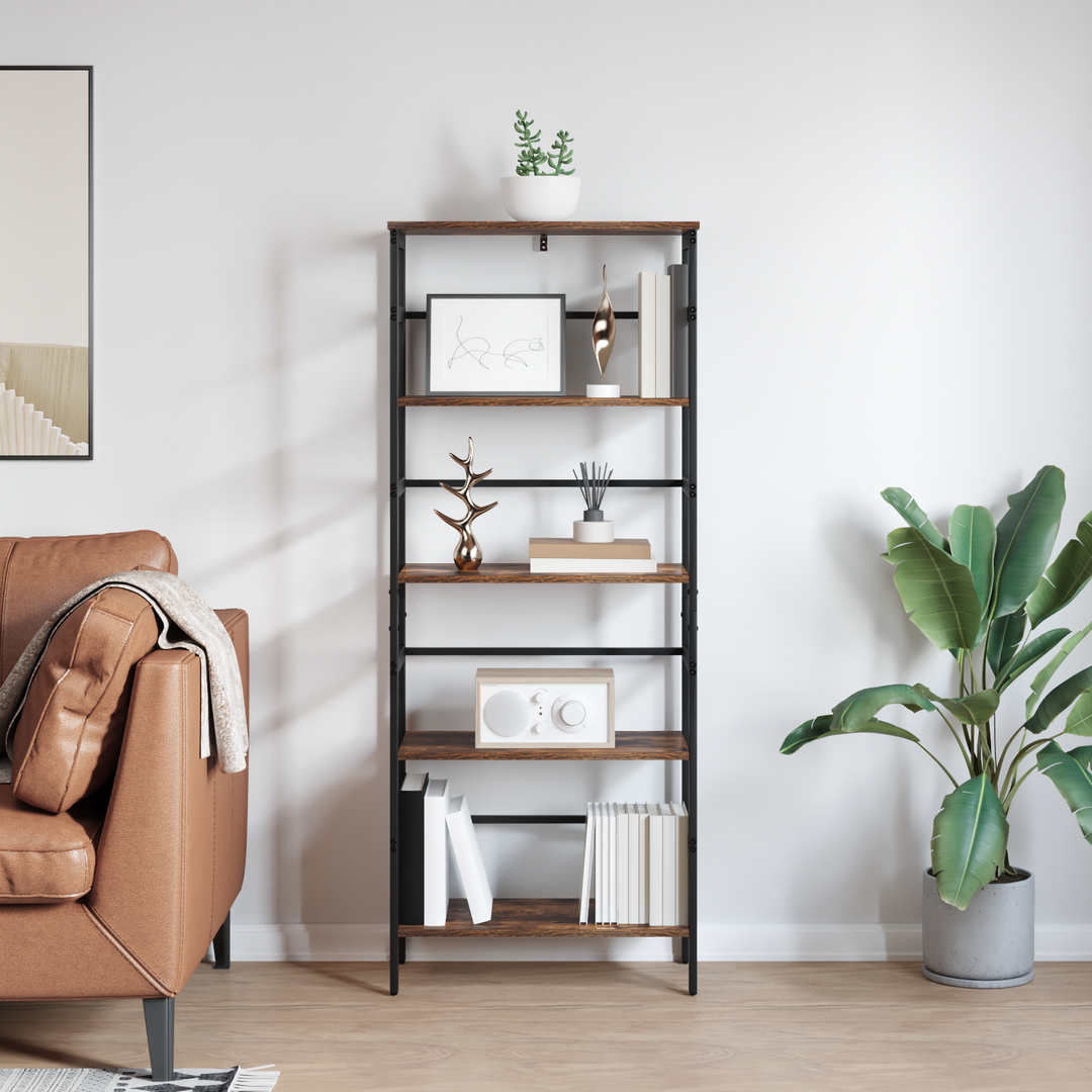 Bogreol Røget eg 60 x 29,5 x 149 cm Konstrueret træ