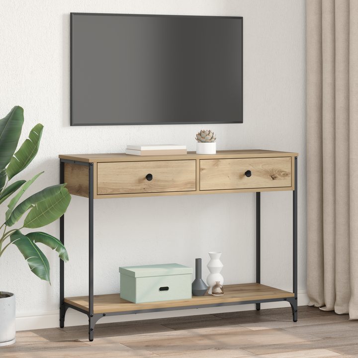 Konsolbord Artisan Egetræ 100 x 34,5 x 75 cm Konstrueret træ