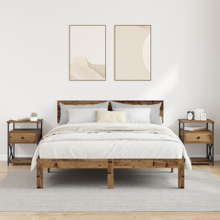 Natskab 2 pcs Gammelt træ 40 x 42 x 55 cm Konstrueret træ