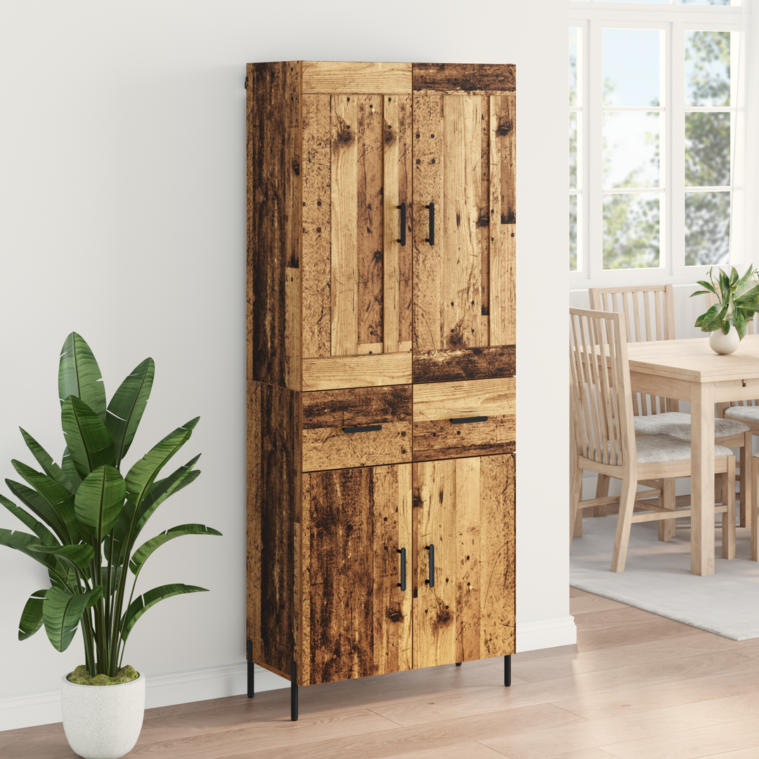 Highboard 2 pcs Gammelt træ Konstrueret træ