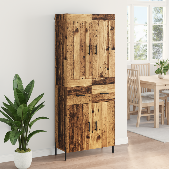 Highboard 2 pcs Gammelt træ Konstrueret træ