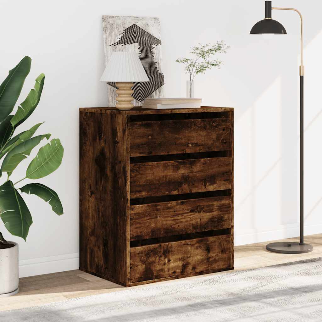 kommode til hjørne 60x41x76 cm konstrueret træ røget egetræ