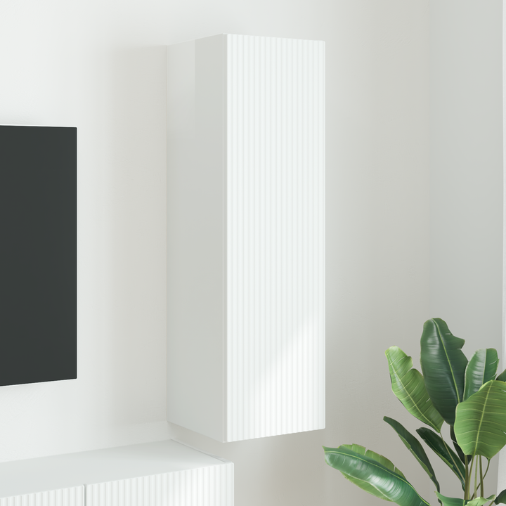 TV vægskab Gloss Hvid 30 x 31 x 100 cm Konstrueret træ