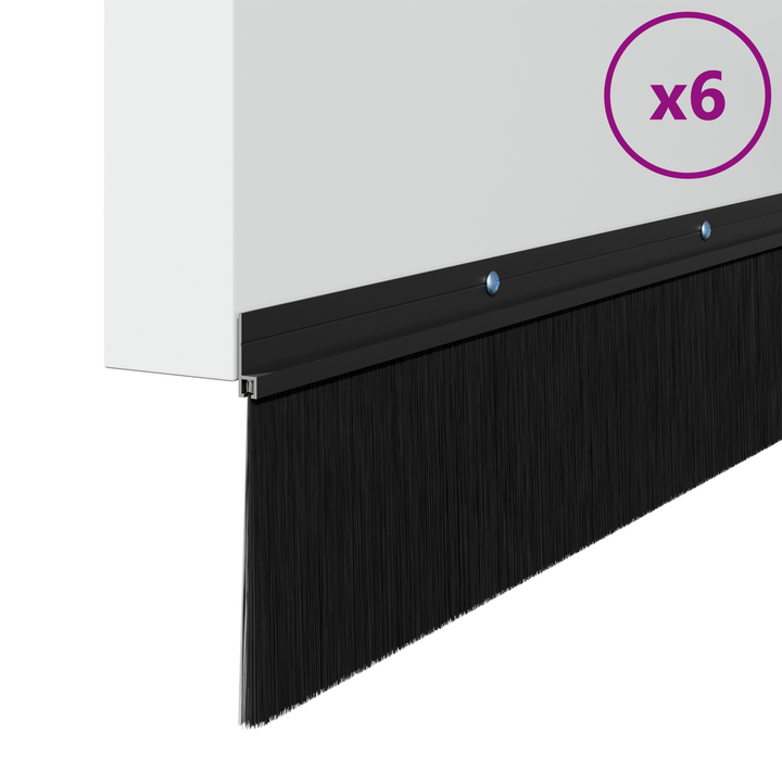 Skruemonterede dørbørste tætninger 6 pcs Sort 100 cm