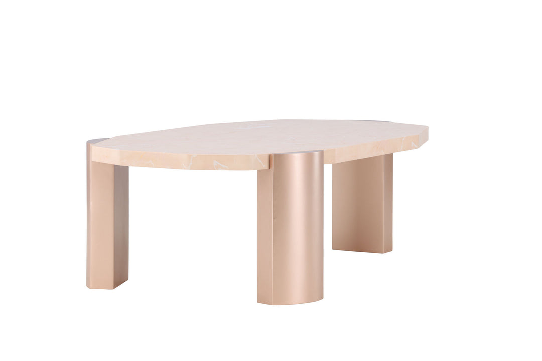 Venture Home Kres Sofa Table 125x70,5x40 cm - Gold/ Pink/ Marblelook