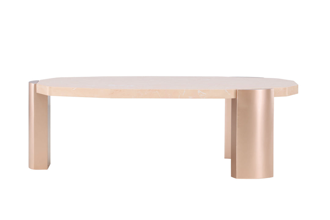 Venture Home Kres Sofa Table 125x70,5x40 cm - Gold/ Pink/ Marblelook