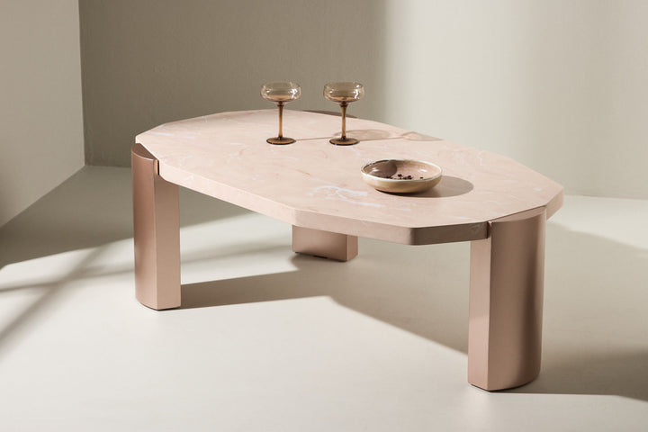 Venture Home Kres Sofa Table 125x70,5x40 cm - Gold/ Pink/ Marblelook