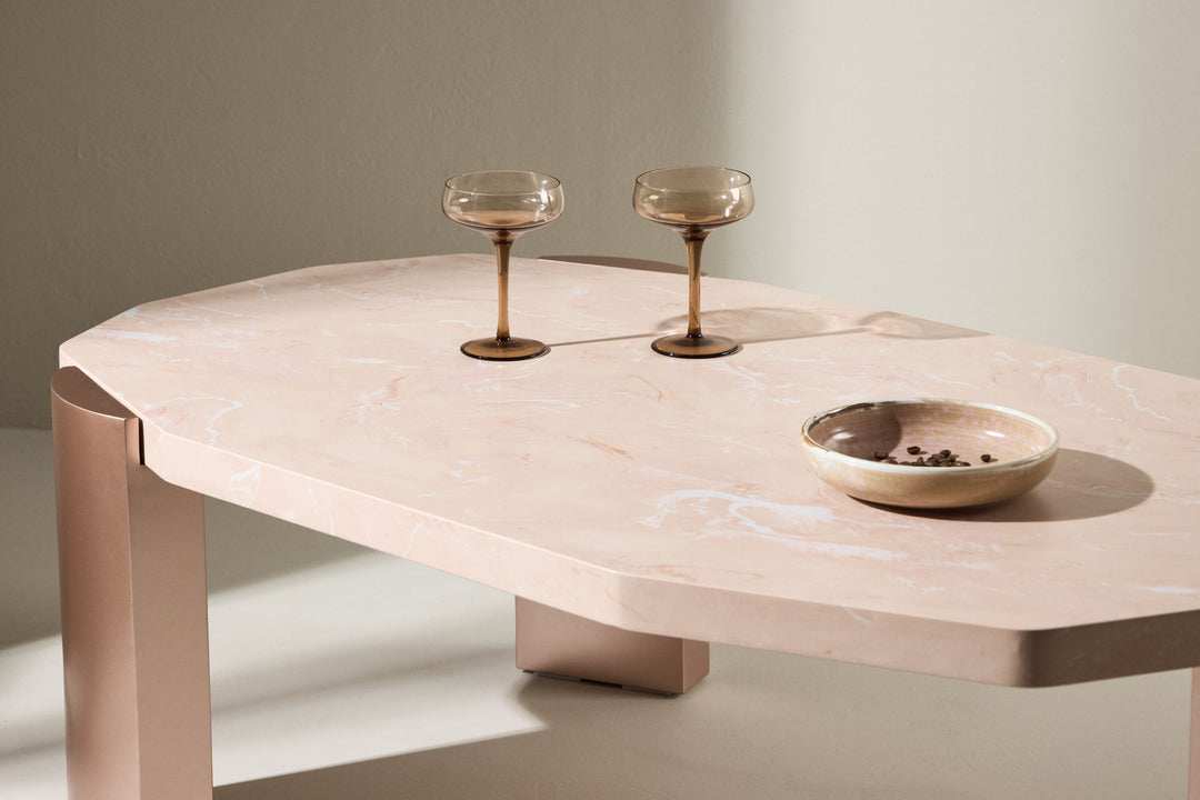 Venture Home Kres Sofa Table 125x70,5x40 cm - Gold/ Pink/ Marblelook