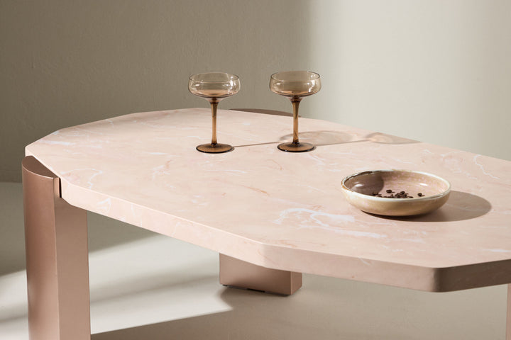 Venture Home Kres Sofa Table 125x70,5x40 cm - Gold/ Pink/ Marblelook