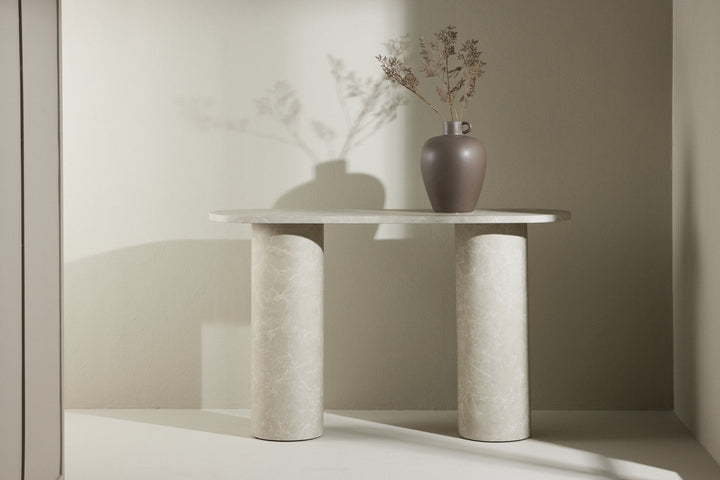 Venture Home Narvik Side Table 80x130x40 cm - Beige Marblelook