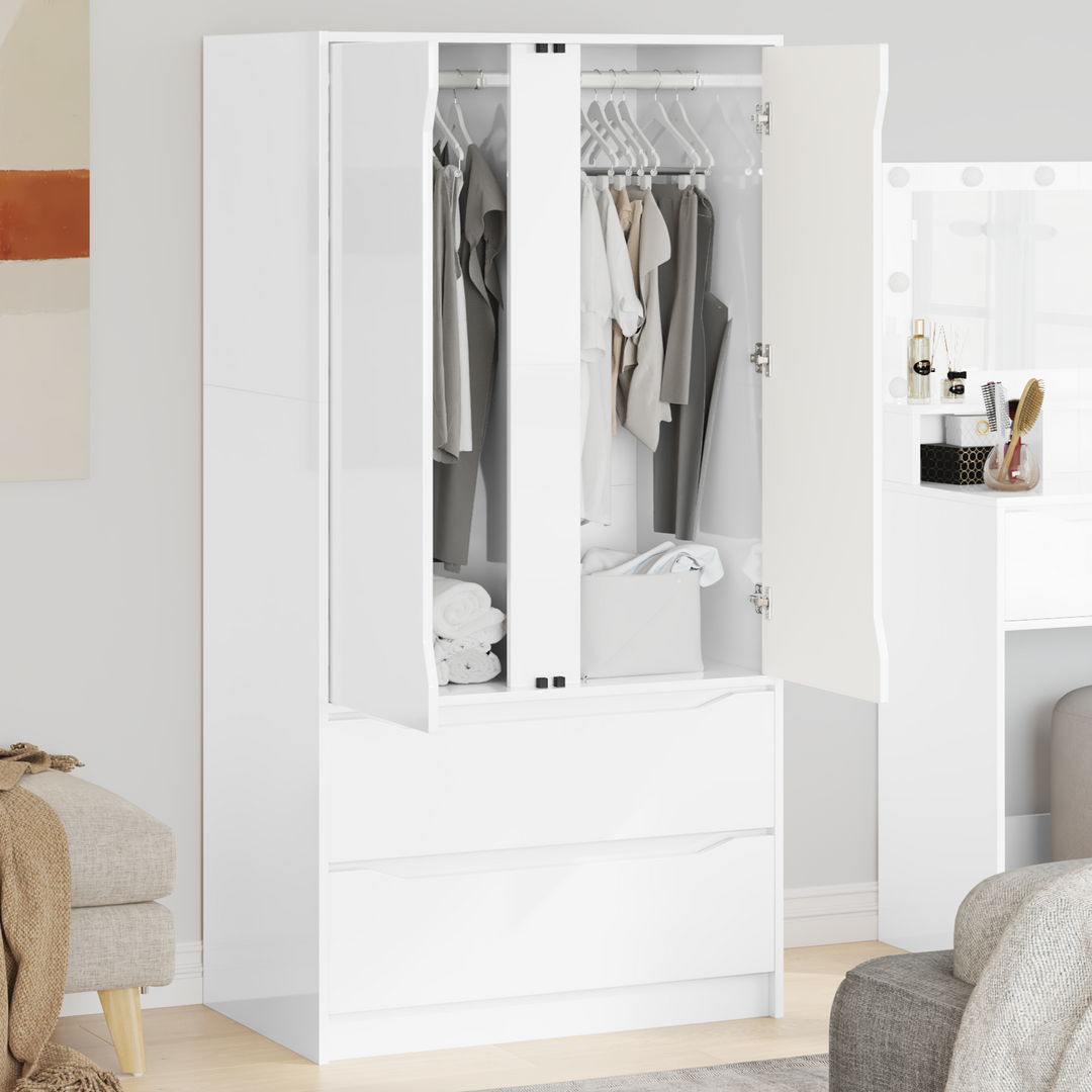 Garderobeskab Højglans Hvid 79,5 x 49 x 156 cm Konstrueret træ