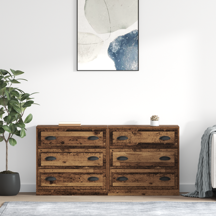 Sideboards med skuffe 2 pcs Gammelt træ 70 x 35,5 x 67,5 cm