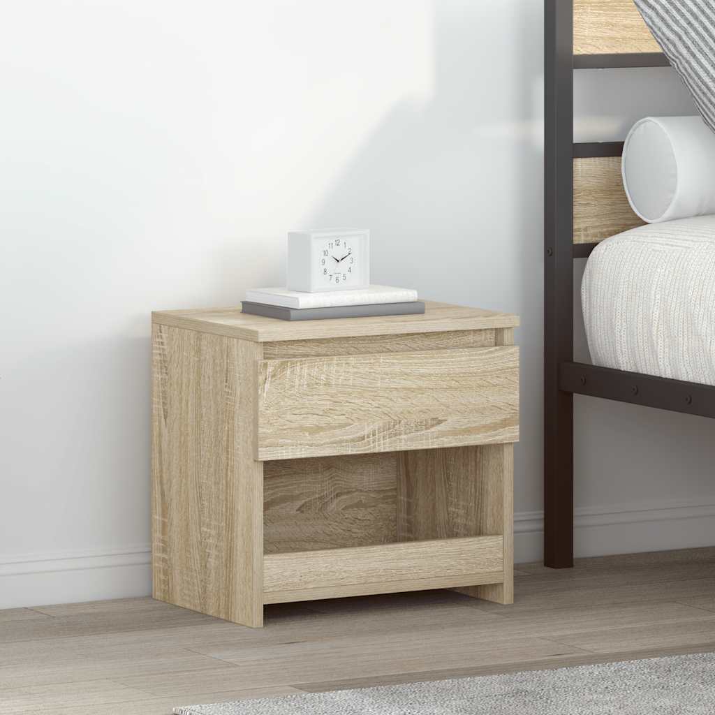 sengeborde 2 stk. 40x30x39 cm konstrueret træ sonoma-eg