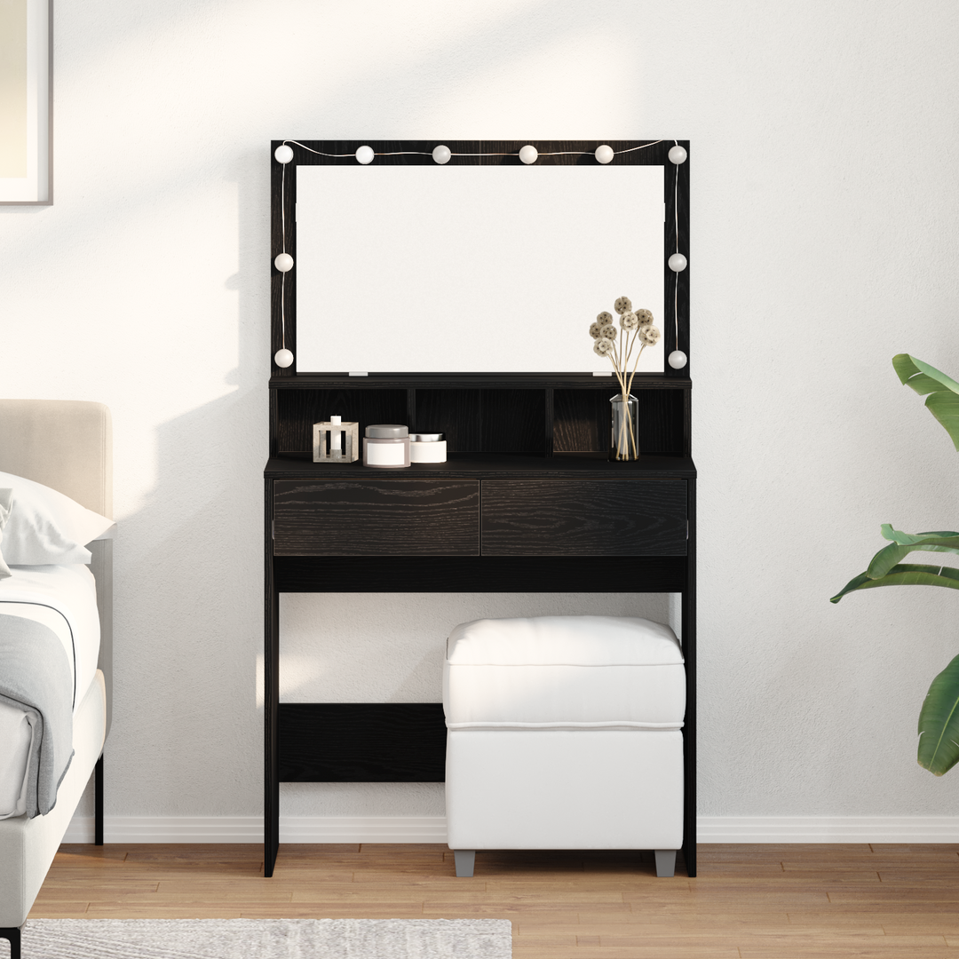 Klædeskab med skuffe Sort eg 80 x 41 x 134,5 cm Konstrueret træ