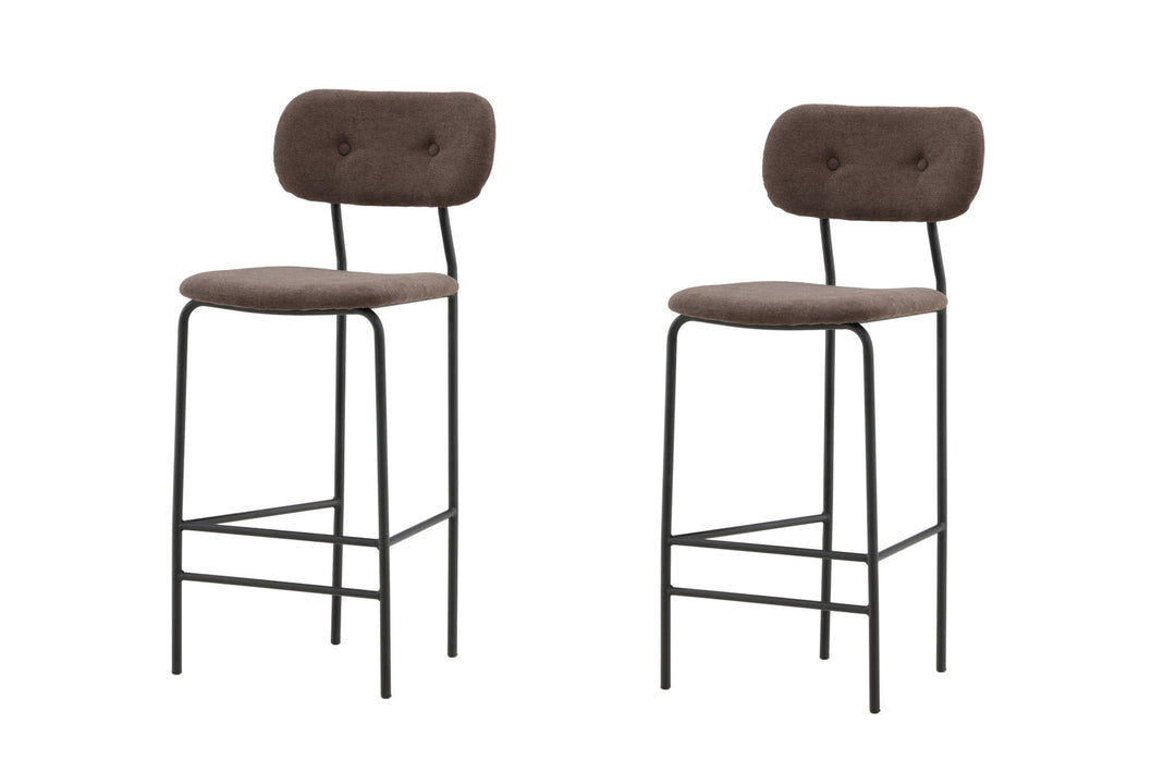 Venture Home Ralf Bar Chair 2-pack - Matte black / Dark brown Linen