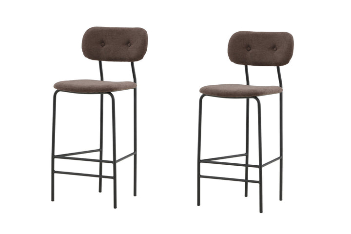 Venture Home Ralf Bar Chair 2-pack - Matte black / Dark brown Linen