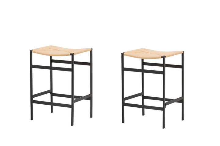 Venture Home Polly Bar Chair 2-pack - Black / Nature Rubberwood , Seat Rope