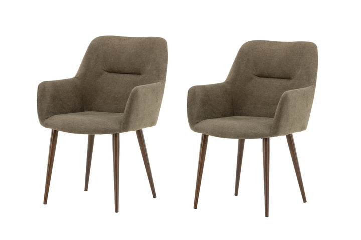 Venture Home Tomorrow Dining Chair 2-pack - Dark walnut / Dark grey/Brown Fabric
