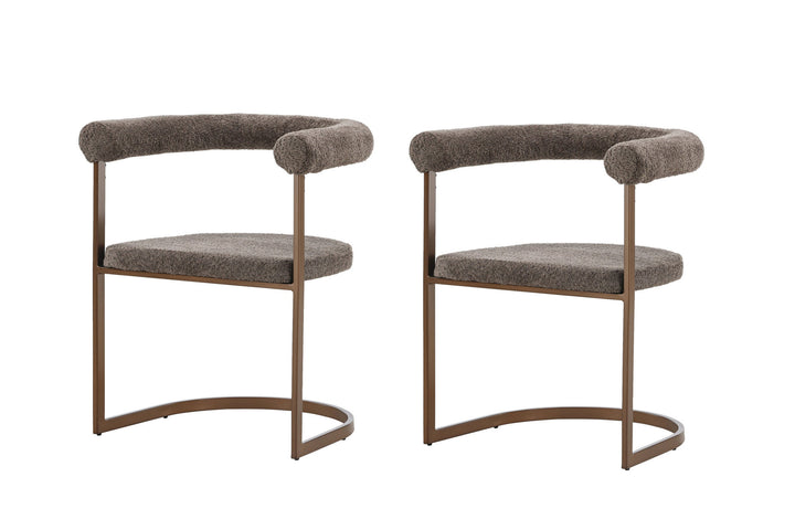 Venture Home Morning Dining Chair 2-pack - Brown / Grey Boucle