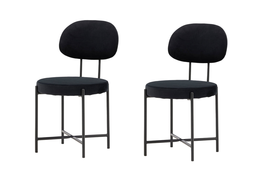 Venture Home Stella Dining Chair 2-pack - Black / Black Velvet