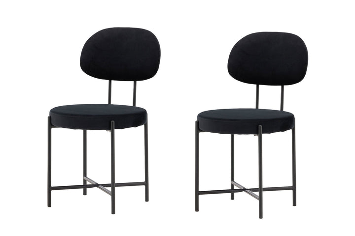 Venture Home Stella Dining Chair 2-pack - Black / Black Velvet