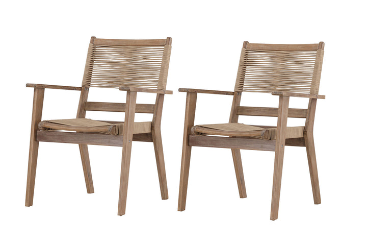 Venture Home Peter Diningchair 2-pack Acacia - Dark brown / Beige