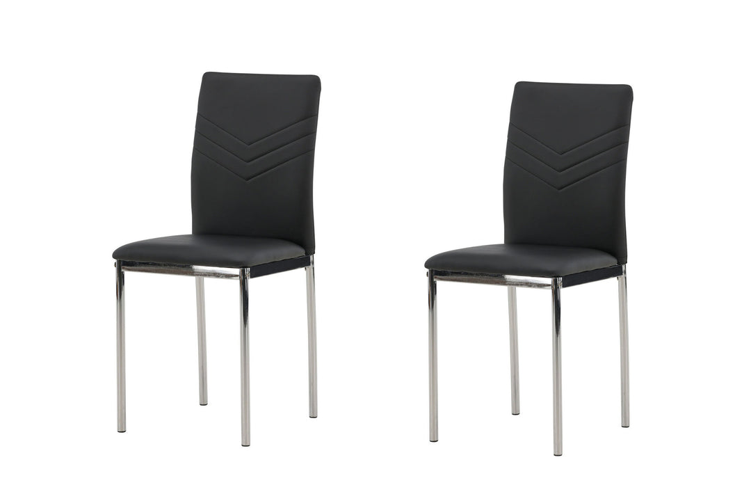 Venture Home Lily Dining Chair 2-pack - Chromed leg / Black PU