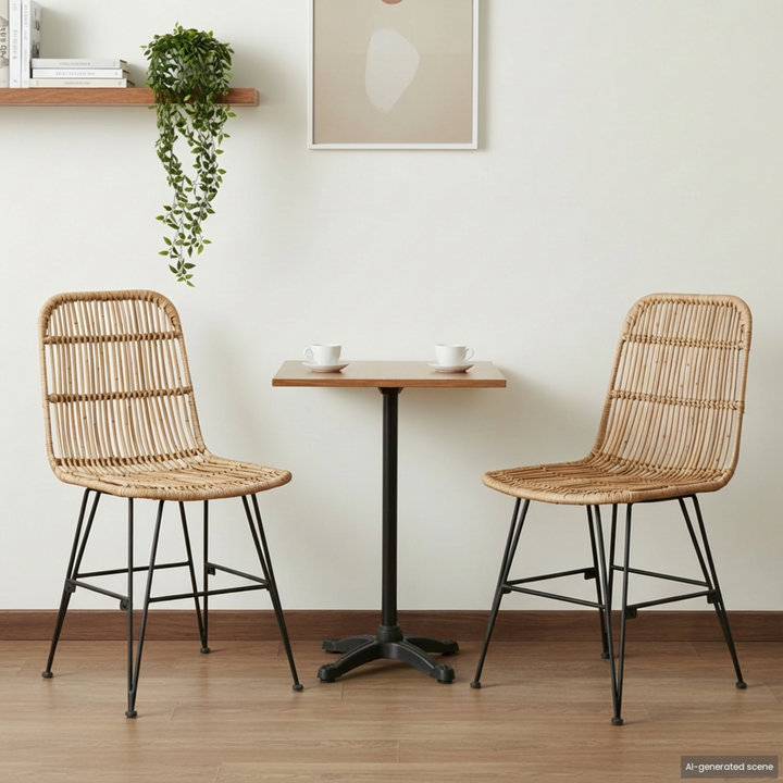 Spisestol 2 pcs Naturfarvet 41 x 55 x 85 cm Rattan og Stål
