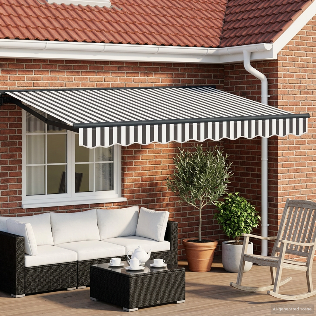 Elektrisk Utrækkelig Markise Anthracit og hvid 3,5 x 2 m