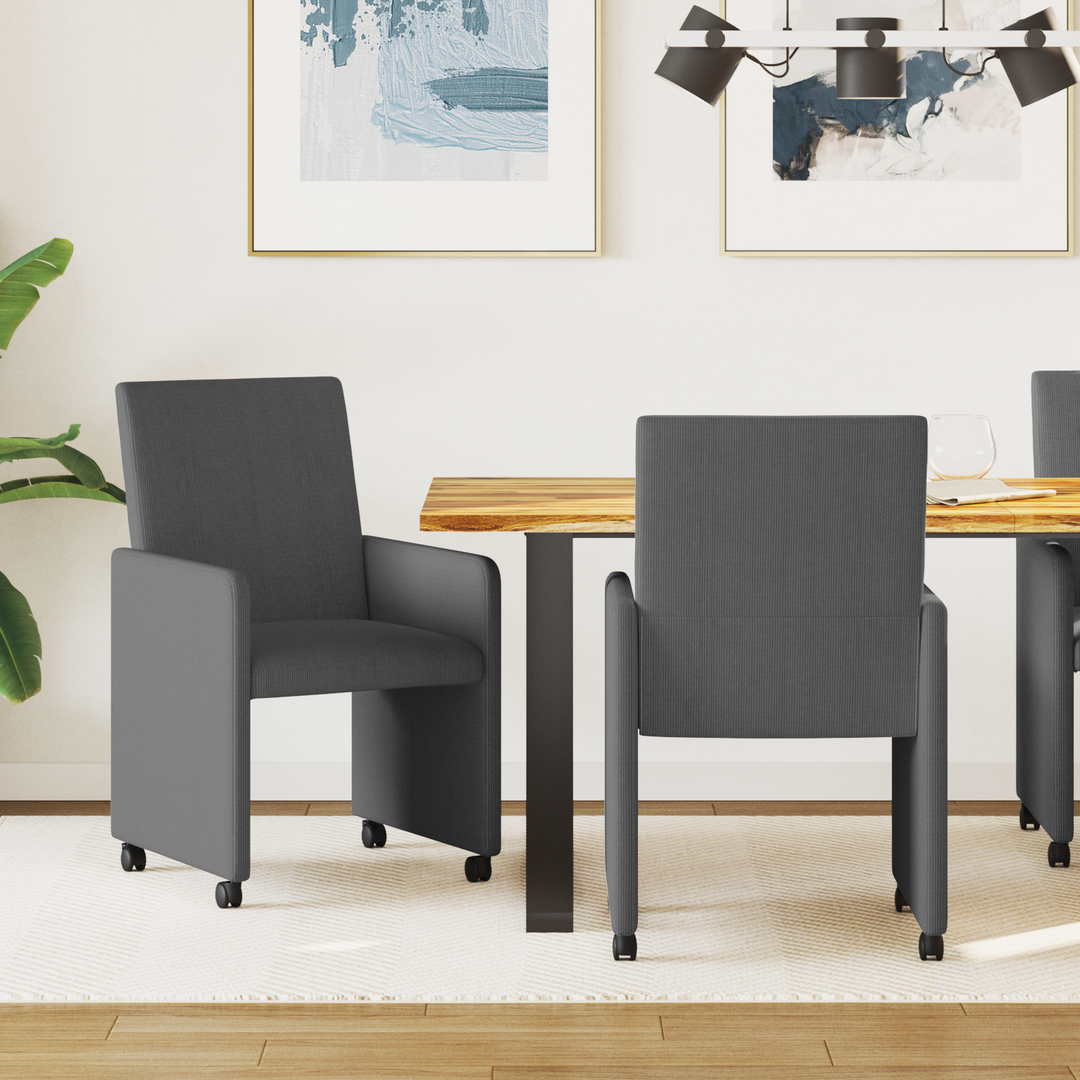Spisebordsstole med hjul 2 pcs Mørkegrå 57 x 66 x 94 cm