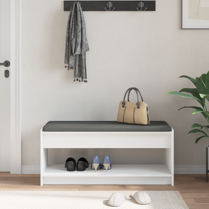 Hallbænk med pude Hvid 103 x 38 x 45 cm Kunstigt træ og stof