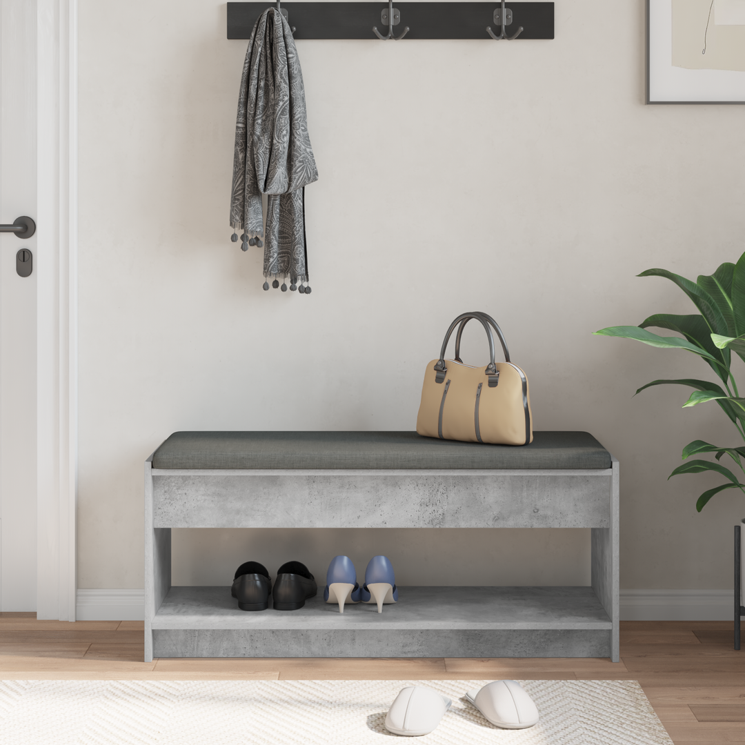 Hallbænk BetonGrå 103 x 38 x 45 cm Kunstigt træ og stof