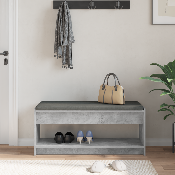 Hallbænk BetonGrå 103 x 38 x 45 cm Kunstigt træ og stof