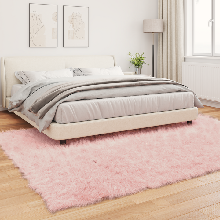 Fuskobbel lammeskindstæppe TAFALLA Lyserød 240 x 340 cm
