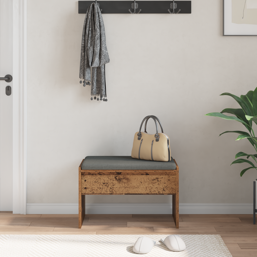 Hallbænk med pude Gammelt træ 63 x 38 x 40 cm