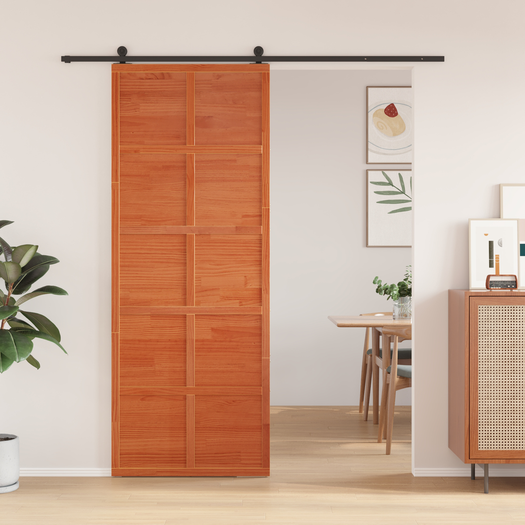 Ladedør Voksbrun 80 x 208 cm Massivt fyrretræ