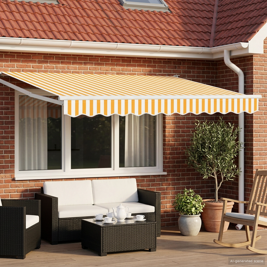 Manuel udtrækkelig markise med LED Gul og Hvid 2,5 x 2 m