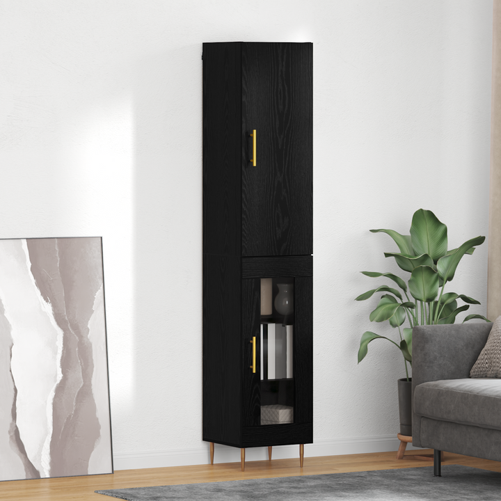 Highboard 2 pcs Sort eg Konstrueret træ
