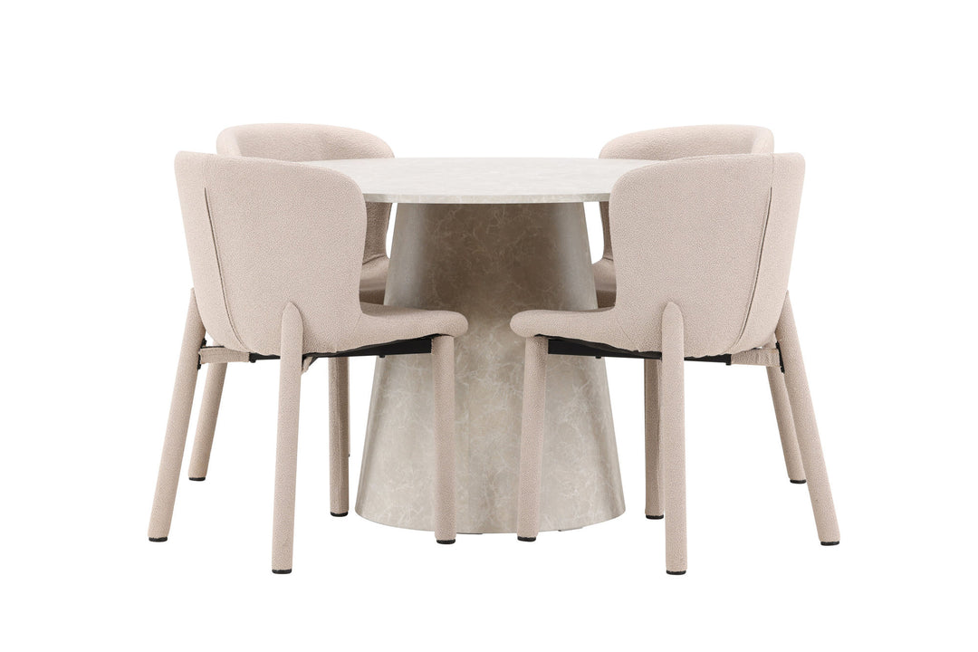 Venture Home Lanzo Table - Beige with 4 Astoria Chair - Beige
