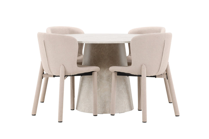 Venture Home Lanzo Table - Beige with 4 Astoria Chair - Beige