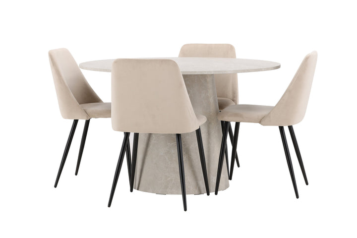 Venture Home Lanzo Table - Beige with 4 Night Chair - Black / Beige