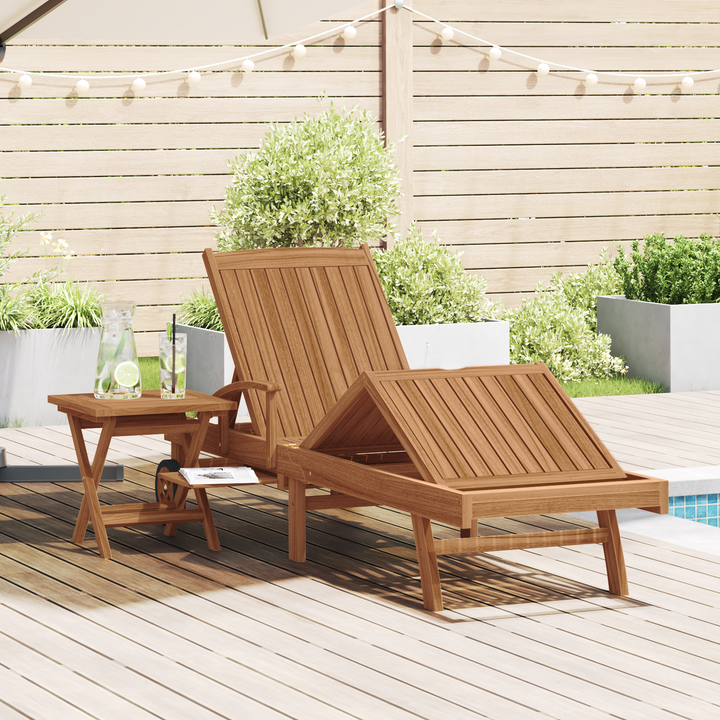 Liggestol 2 pcs Massiv Teaktræ Brun