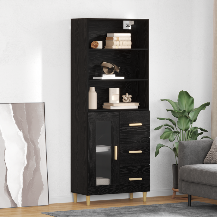 Highboard Sort eg 69,5 x 32,5 x 180 cm Konstrueret træ