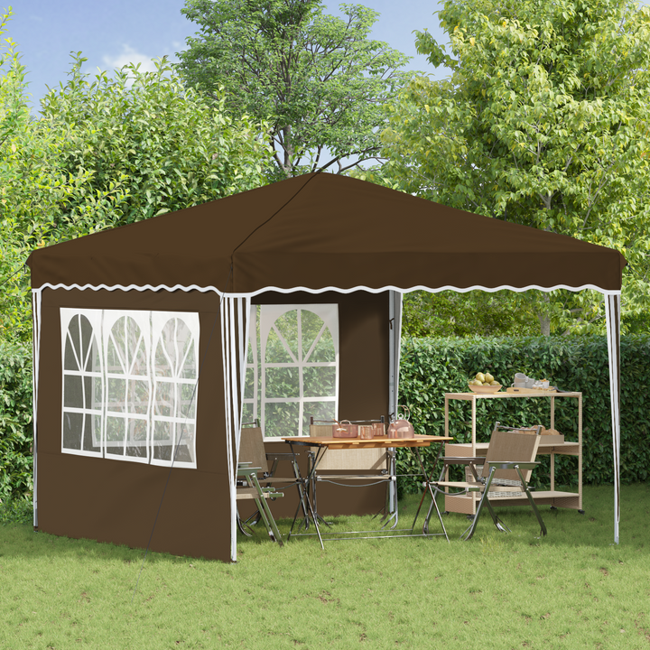 Pop-up Festtelt 288 x 288 x 245 cm Gråbrun Oxford stof